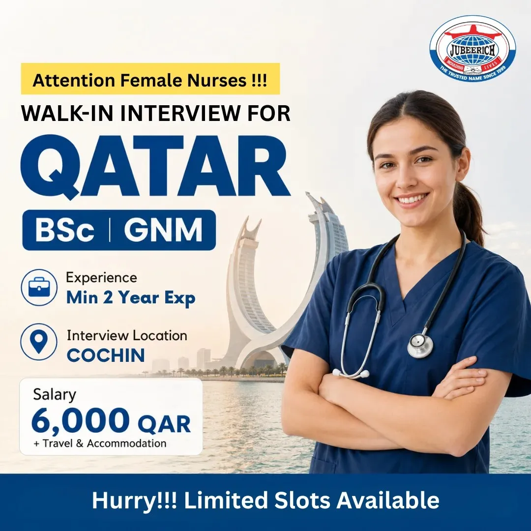 Walk-in interview for female nurses in Qatar